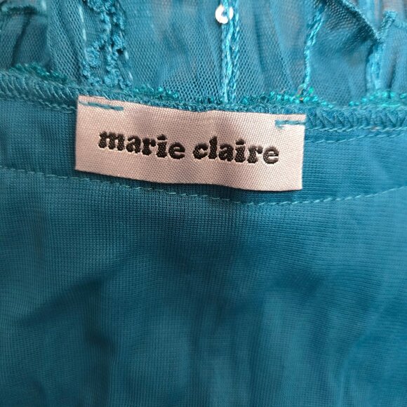 Y2K Blue Sequin Layered mesh Babydoll Top Sleeveless Camisole Size L Fairy Boho - Picture 10 of 11